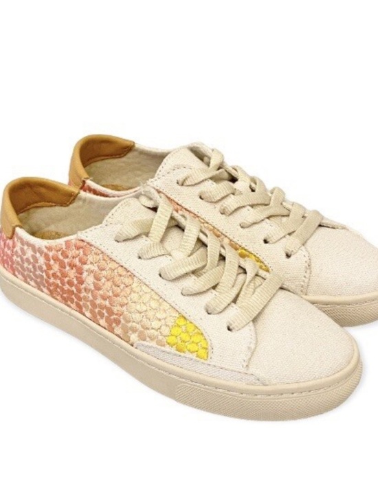 Soludos Leather Lace-Up Embroidered Sneakers - QVC.com Soludos Embroidered Ombré Low-Top Sneakers - Ivory, Pink, Yellow